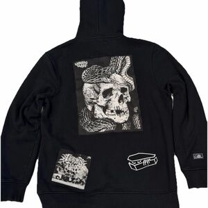Lurking Class Patched Skull Snake Hoodie Men’s Medium–Skate Black Horror Goth